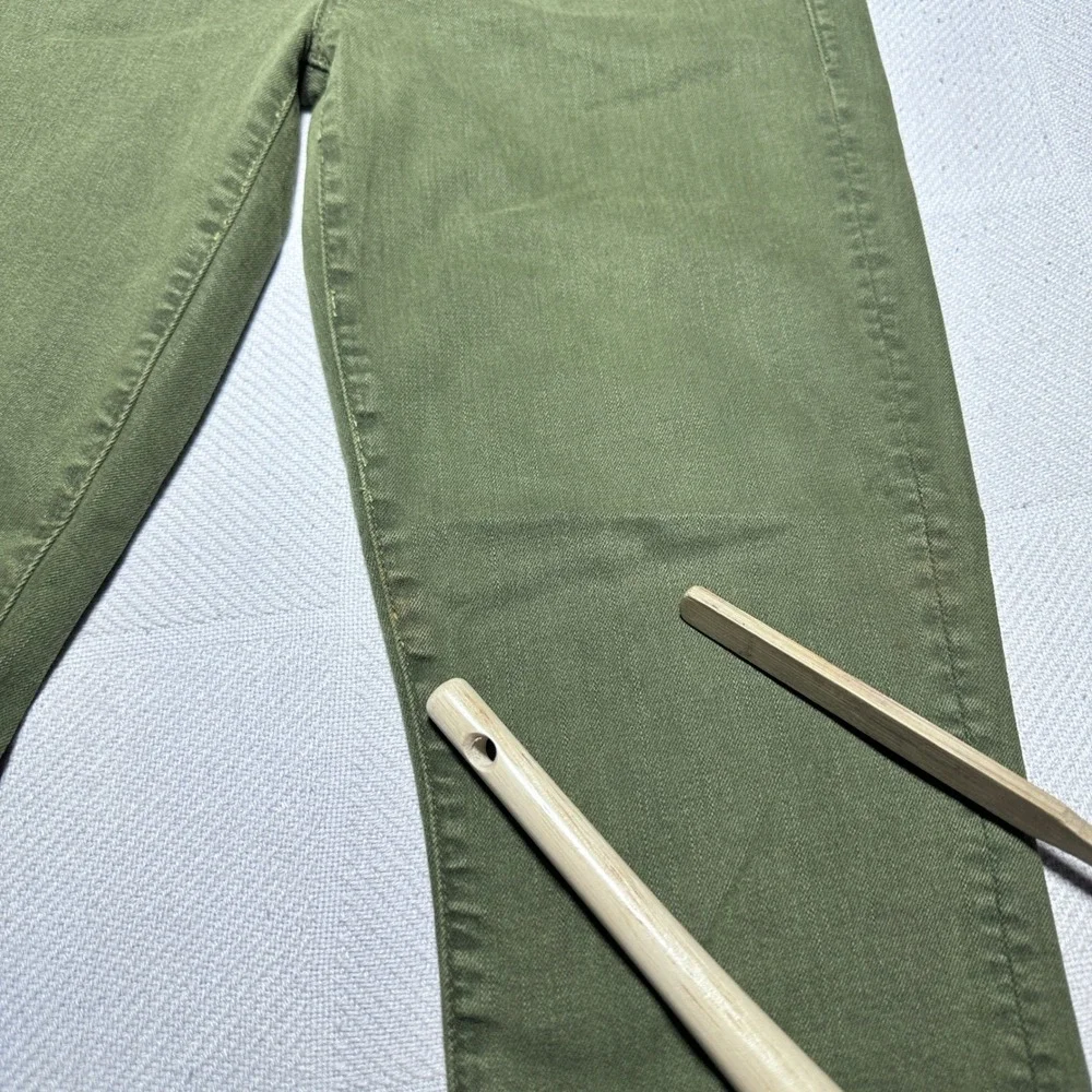 Mother High Waisted Looker Ankle Fray Jeans Womens 28 Stretch Military Green